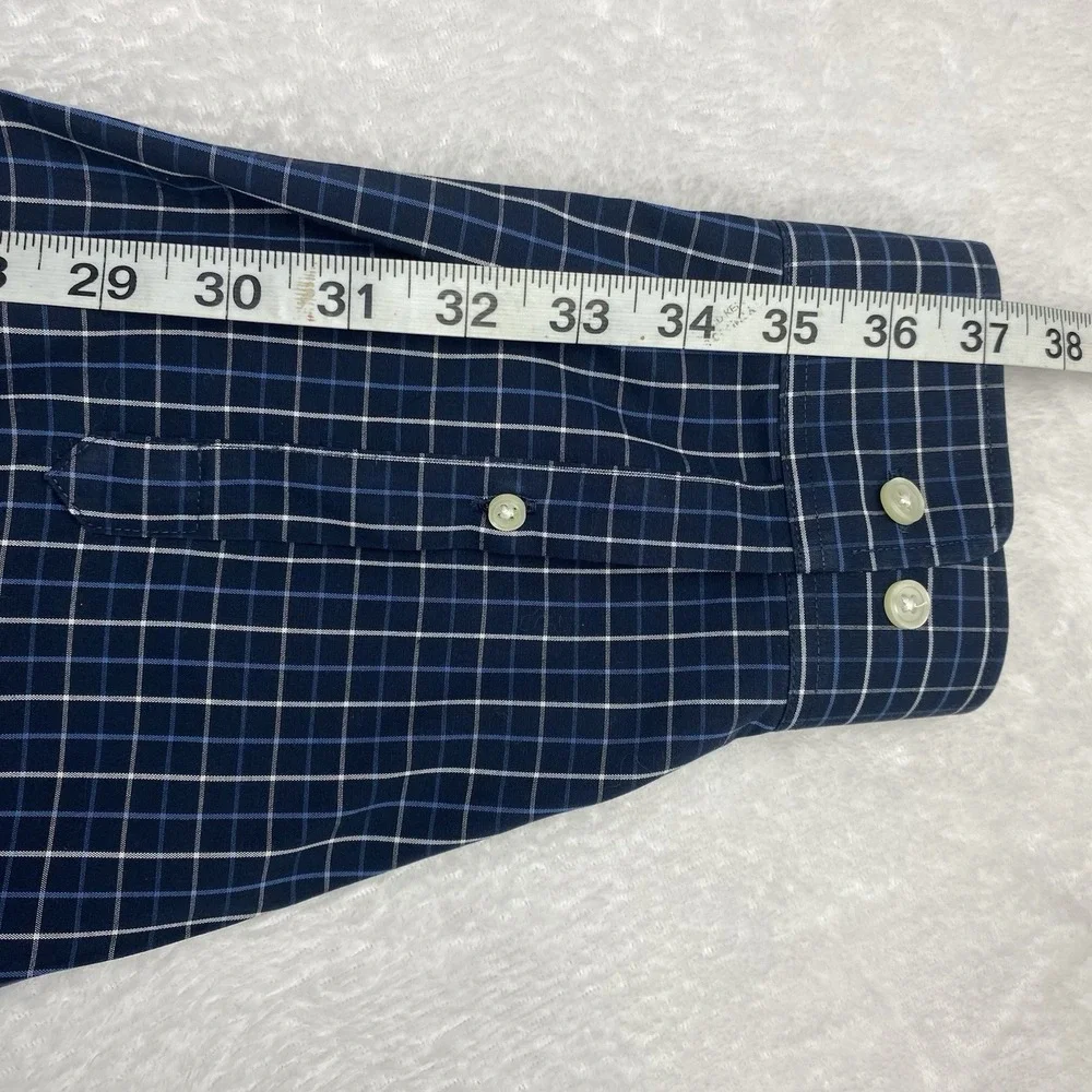Eddie Bauer Shirt Mens 2XL Blue/White Checks Classic Fit Wrinkle Free